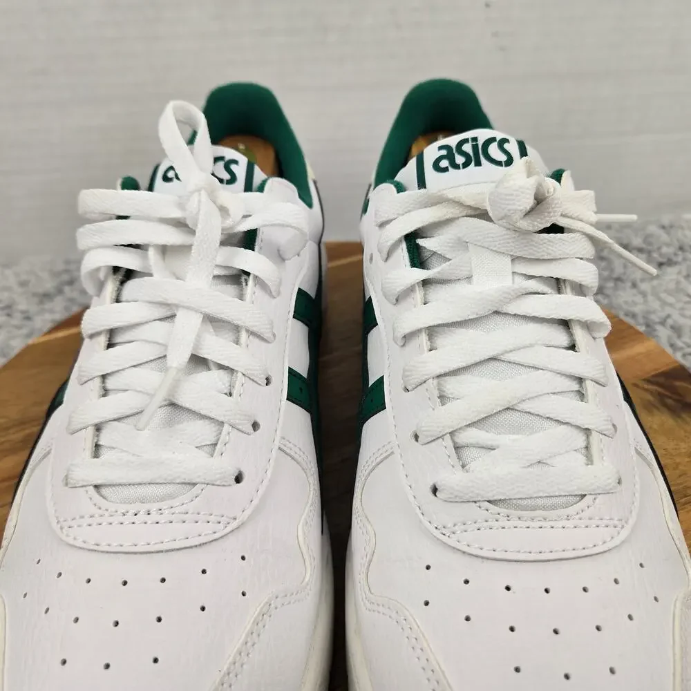 Asics Mens 10.5 Japan S White Jasper Green Leather Casual Retro Low Top Sneaker